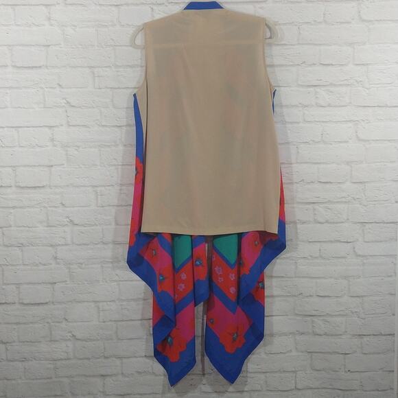 A DKNY Women's Silk Handkerchief Floral Print Sleeveless Kimono Vest Top Size S - Picture 6 of 10